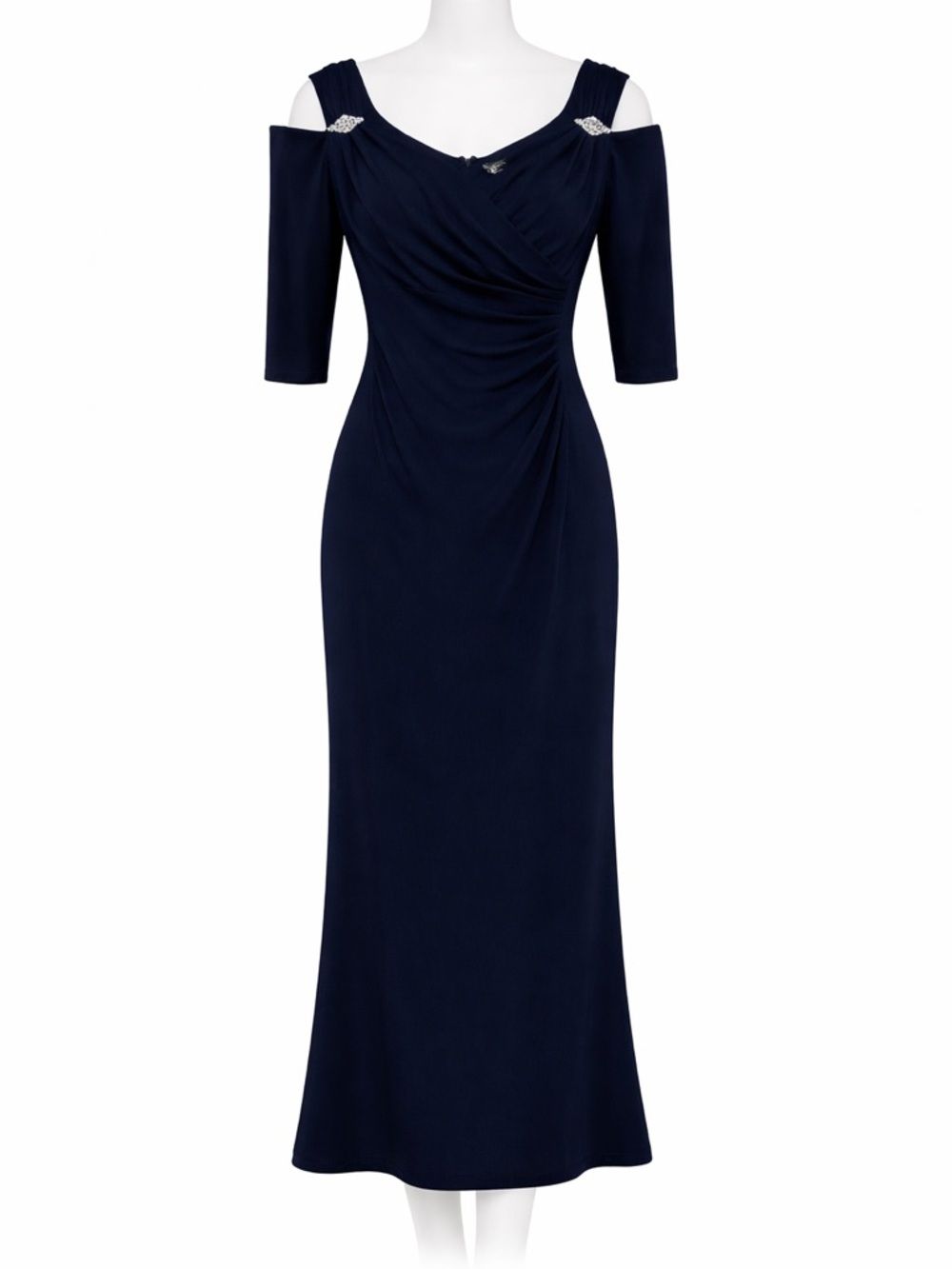 R&M Richards Navy Cold Shoulder Special Occasion Dress Wedding Guest Black Tie